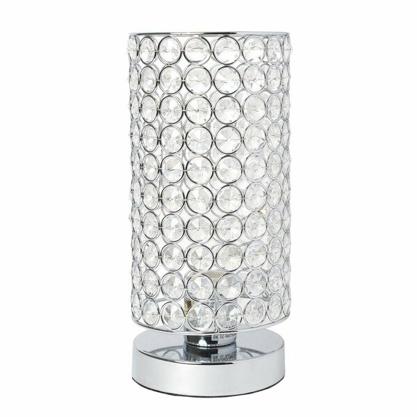 Feeltheglow Elipse Crystal Bedside Nightstand Cylindrical Uplight Table Lamp, Chrome FE3345089